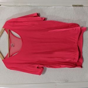 Just be Free neon orange/pink 1X workout top with mesh racer back detail